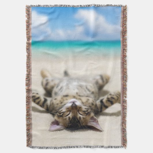 Katze Sonnenbaden am Strand Decke (Vorderseite Vertikal)