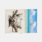 Katze Sonnenbaden am Strand Fleecedecke (Vorderseite (Horizontal))