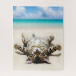 Katze Sonnenbaden am Strand Puzzle