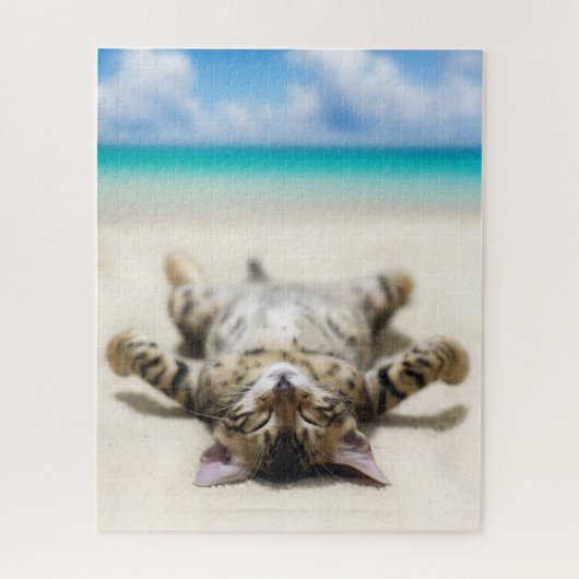 Katze Sonnenbaden am Strand Puzzle (Vertikal)