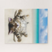 Katze Sonnenbaden am Strand Puzzle (Horizontal)