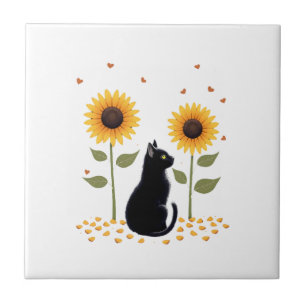 Katze Sonnenblume Weihnachtsbaum Sonnenblume Katze Fliese