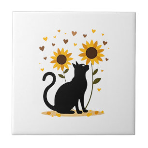Katze Sonnenblume Weihnachtsbaum Sonnenblume Katze Fliese