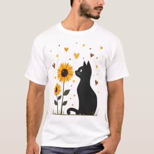 Katze Sonnenblume Weihnachtsbaum Sonnenblume Katze T-Shirt