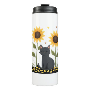 Katze Sonnenblume Weihnachtsbaum Sonnenblume Katze Thermosbecher