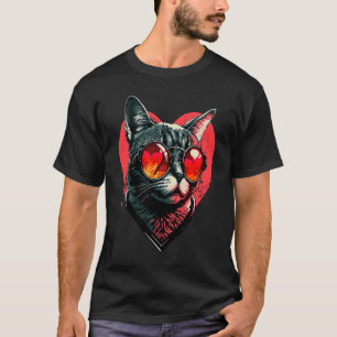 Katze Sonnenbrille Herz Süße Katze Kätzchen Katze T-Shirt