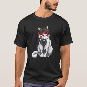 Katze Sonnenbrille Herz  Süße Katze Katze Valentin T-Shirt