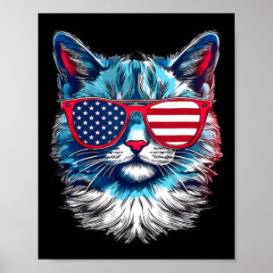 Katze Sonnenbrille USA-Flagge 4. Juli Gedenktag  Poster