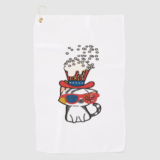 Katze Sonnenbrille USA Flagge Golfhandtuch