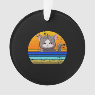 Katze Sonnenuntergang Retro 80er Stil Vintage-Ge Ornament