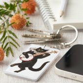 Katze spielen Banjo Schlüsselanhänger (Vorderseite rechts)