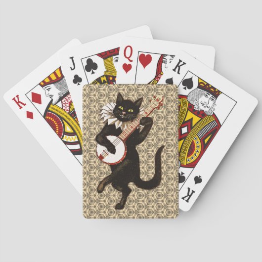 Katze spielen Banjo Spielkarten (Rückseite)