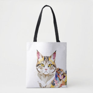 Katze spielerisch Adorable Fun Animal Colorful Geo Tasche