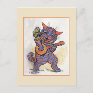 Katze spielt Banjo Postkarte