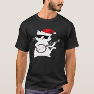 Katze spielt Banjo Santa Hut T-Shirt