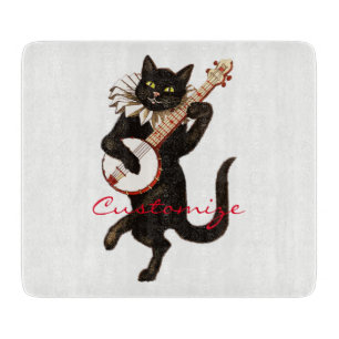 Katze spielt Banjo Thunder_Cove Schneidebrett