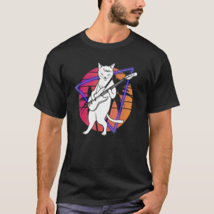Katze spielt Bass-Gitarre Musiker Bassist Gitarris T-Shirt