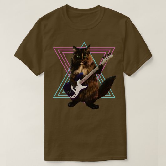 Katze spielt Bassgitarre T-Shirt (Design vorne)