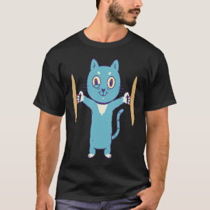 Katze spielt Becken Schlagzeug Becken Spieler T-Shirt