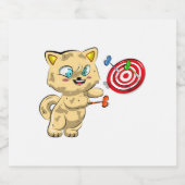 Katze spielt Darts Schaumweinetikett (Einzelnes Label)