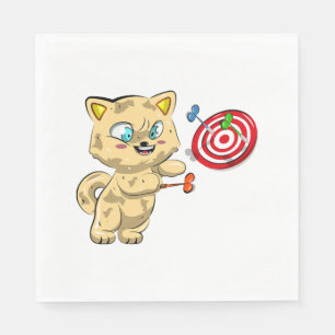 Katze spielt Darts Serviette