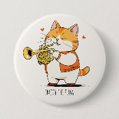 Katze spielt die Trompete Button (Vorderseite)