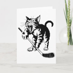 Katze spielt Eishockey _1 Karte