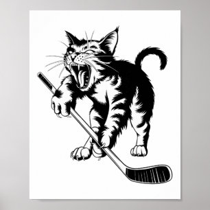 Katze spielt Eishockey _1 Poster