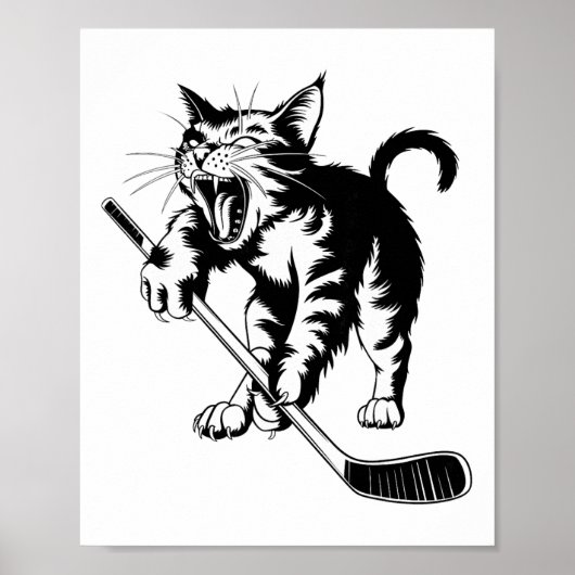 Katze spielt Eishockey _1 Poster (Vorne)