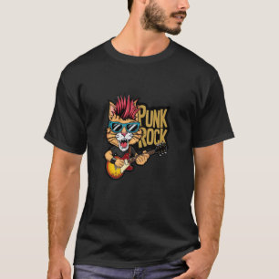 Katze spielt elektrische Gitarre - Lustig Retro Vi T-Shirt