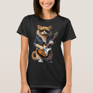 Katze spielt elektrische Gitarre  Tier Katze  Gita T-Shirt