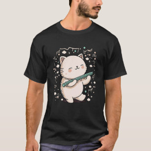 Katze Spielt Flöte Kätzchen Katzenliebhaber-Shirt T-Shirt