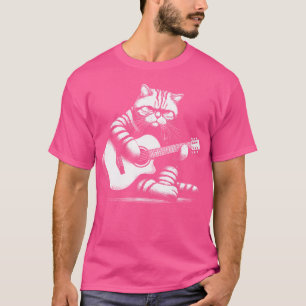 Katze spielt Gitarre Akustikgitarre T-Shirt