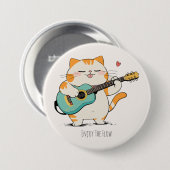Katze spielt Gitarre Button (Vorne & Hinten)