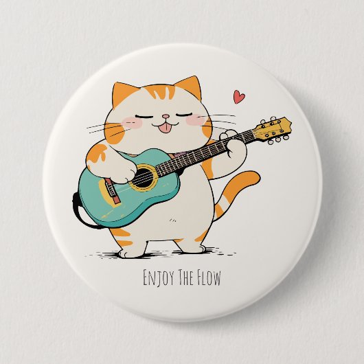 Katze spielt Gitarre Button (Vorderseite)