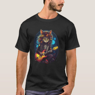 Katze spielt Gitarre Electric Rock Vibes für Rock  T-Shirt