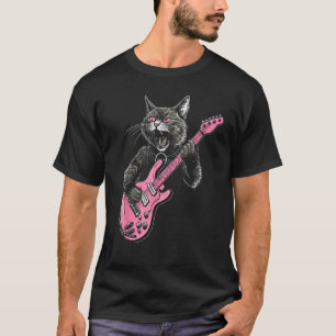 Katze spielt Gitarre Gitarrist Katze Feline Musike T-Shirt