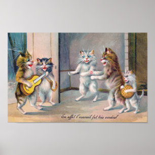 Katze spielt Gitarre, Louis Wain Poster