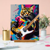 Katze spielt Gitarre, Rock Graffiti Acrylschild (Hochzeit)