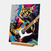 Katze spielt Gitarre, Rock Graffiti Acrylschild (Winkel)