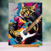 Katze spielt Gitarre, Rock Graffiti Acrylschild (Neutral)