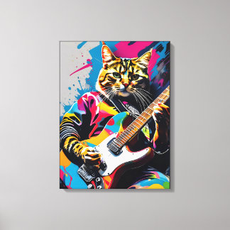 Katze spielt Gitarre, Rock Graffiti Leinwanddruck