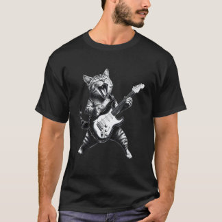 Katze spielt Gitarre Rock & Roll Star Kätzchen Hea T-Shirt