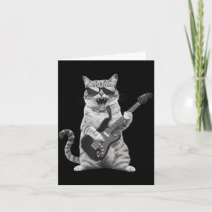 Katze spielt Gitarre Rockstar Rock And Roll Männer Karte