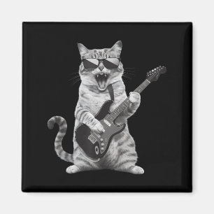 Katze spielt Gitarre Rockstar Rock And Roll Männer Magnet