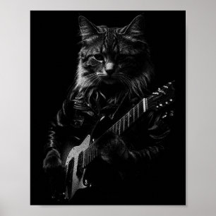 Katze spielt Gitarre Rockstar Rock And Roll Männer Poster