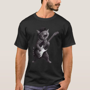 Katze spielt Gitarre Rockstar Rock und Roll Hip Ho T-Shirt