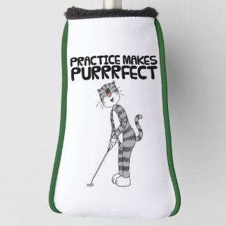 Katze spielt Golf (Putter) Übung macht Purrrfect Headcover