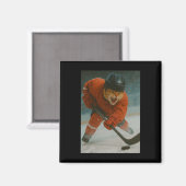 Katze spielt Hockey  Magnet (Vorderseite/Rückseite)