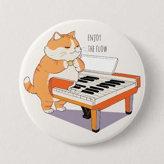 Katze spielt Klavier Button (Vorderseite)